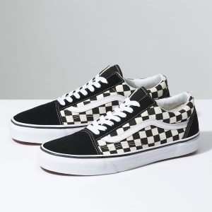 Vans Bayan Spor Ayakkabı Primary Check Old Skool Siyah/Beyaz | 41826-802